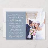 Modernes Foto QR Code Dusty Blue Wedding Reception Einladung (Vorderseite)
