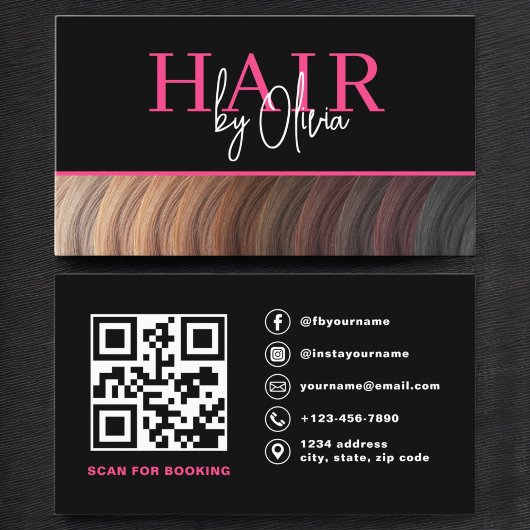 Modernes Foto QR Code Hair Stylist Visitenkarte
