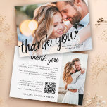 Modernes Foto qr Code Hochzeit danke Karte<br><div class="desc">Vielen Dank für Ihre Hochzeitsgäste mit diesem eleganten und eleganten Foto Dankeschön-Karte. Die Vorderseite dieser trendigen und modernen Karte ist mit einem Ihrer Lieblings-Hochzeitskartons anpassbar und enthält die Formulierung "Danke" in schwarzem kalligraphischen Schriftart mit einem winzigen Herz, Ihren Namen, und Ihrem Hochzeitsdatum über ein durchsichtiges Weißgradientenüberlagern. Die Rückseite der Karte...</div>