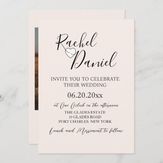 Modernes Foto QR Code Hochzeit Einladung (Vorne/Hinten)