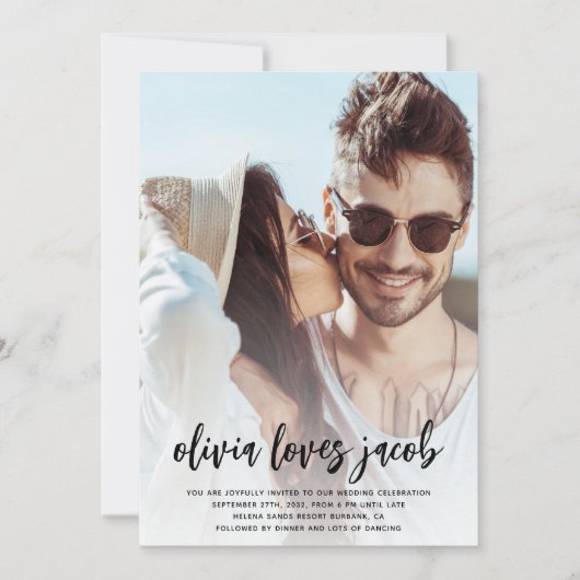 Modernes Foto QR Code Hochzeit Einladung (Vorderseite)