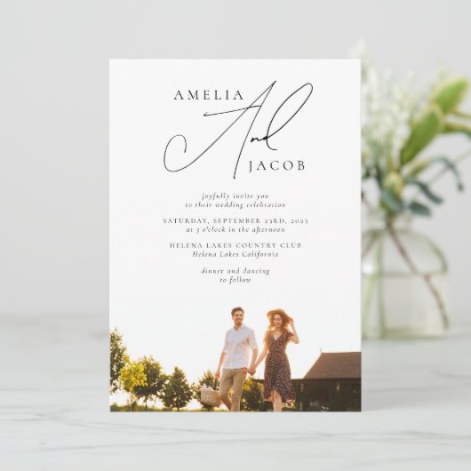 Modernes Foto QR Code Hochzeit Einladung (Stehend Vorderseite)