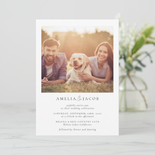 Modernes Foto QR Code Hochzeit Einladung (Stehend Vorderseite)