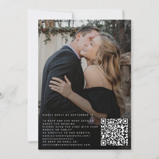 Modernes Foto QR CODE Hochzeit Einladung (Rückseite)