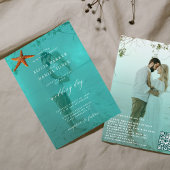 Modernes Foto QR-Code Hochzeit in Urlaubsort Einladung