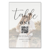 Modernes Foto QR Code Hochzeitmenü Tischnummer (Rückseite)
