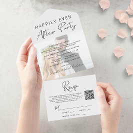 Modernes Foto QR Code Hochzeitsempfang All In One Einladung