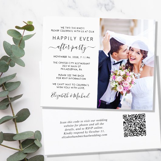 Modernes Foto QR Code Hochzeitsempfang Einladung