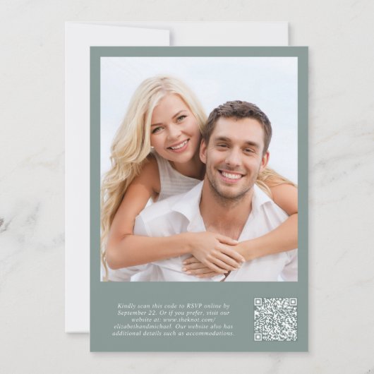 Modernes Foto QR Code Hochzeitsempfang Einladung (Rückseite)