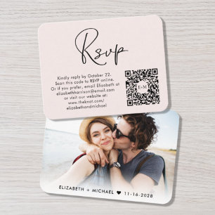 Modernes Foto QR Code Hochzeitsrosa UAWG Begleitkarte