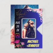 Modernes Foto QR Code Hochzeitsszenario Dankeskarte (Vorne/Hinten)