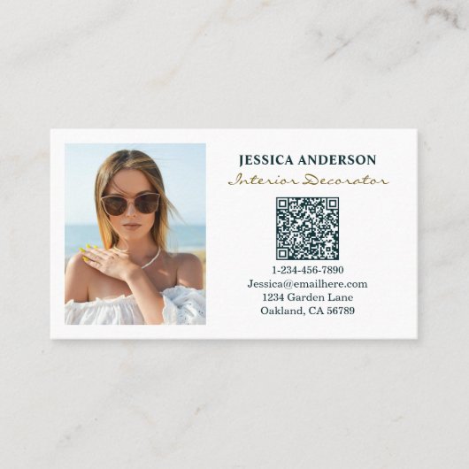 Modernes Foto QR Code Innendekorator Visitenkarte (Vorderseite)