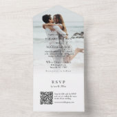 Modernes Foto QR Code Peach Wedding All In One Einladung (Innen Boden)