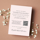 Modernes Foto QR Code Rosa Hochzeitsempfang Ankündigung