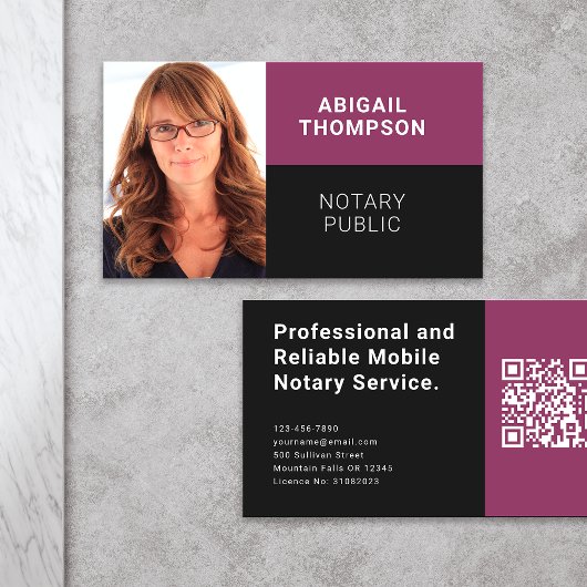 Modernes Foto QR Code Rosa Mobile Notar Visitenkarte