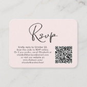 Modernes Foto QR Code Rosa Wedding RSVP Begleitkarte (Vorderseite)