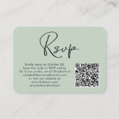 Modernes Foto QR Code Sage Green Wedding RSVP Begleitkarte (Vorderseite)