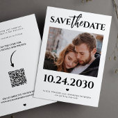 Modernes Foto QR-Code Schwarz-Weiß-Hochzeit Save The Date