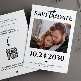 Modernes Foto QR-Code Schwarz-Weiß-Hochzeit Save The Date