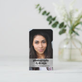 Modernes Foto QR Code Silver Visitenkarte (Stehend Vorderseite)