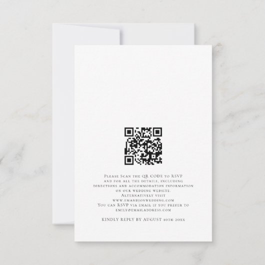 Modernes Foto QR Code Skript Hochzeit Einladung (Rückseite)