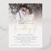 Modernes Foto QR Code Skript Hochzeit Real Folie Einladungspostkarte (Vorderseite)