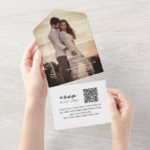 Modernes Foto QR Code Smaragdgrüne Hochzeit All In One Einladung (Abreißen)