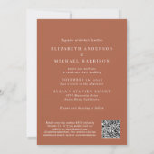 Modernes Foto QR Code Terracotta Wedding Einladung (Rückseite)