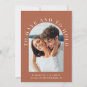 Modernes Foto QR Code Terracotta Wedding Einladung (Vorderseite)