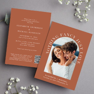 Modernes Foto QR Code Terracotta Wedding Einladung