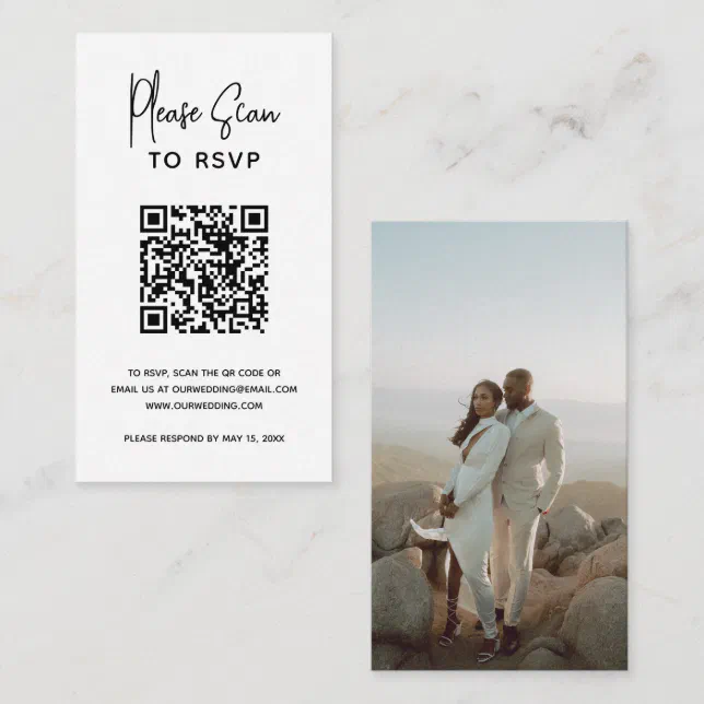 Modernes Foto QR Code UAWG Einfache Hochzeit Begleitkarte Zazzle.de