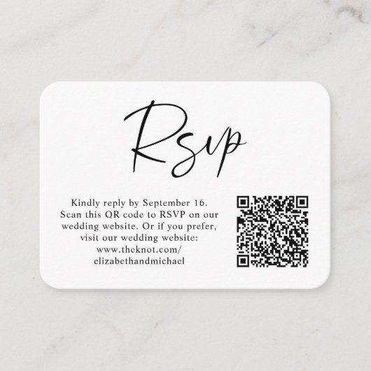 Modernes Foto QR Code Wedding RSVP Begleitkarte (Vorderseite)