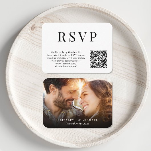 Modernes Foto QR Code Wedding RSVP Begleitkarte