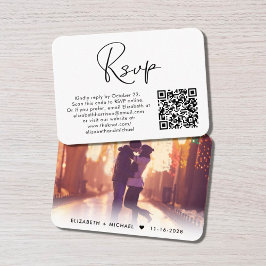 Modernes Foto QR Code Wedding RSVP Begleitkarte