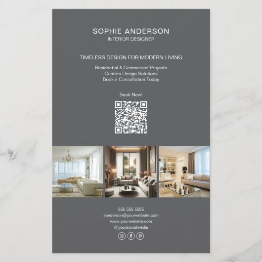 Modernes Foto QR Graues Berufliches Geschäft Flyer (Vorne)