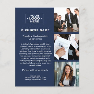 Modernes Foto QR Navy Blue Corporate Business Flyer