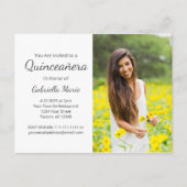 Modernes Foto Quinceañera Gray Typografy Einladungspostkarte (Vorderseite)
