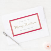 Modernes Foto Rahmen Merry Christmas Label Rechteckiger Aufkleber (Umschlag)