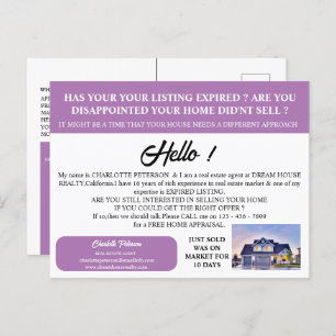 Modernes Foto Real Anwesen abgelaufen Liste Postkarte