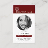 Modernes Foto Red QR CODE CORPORATE Visitenkarte (Vorderseite)