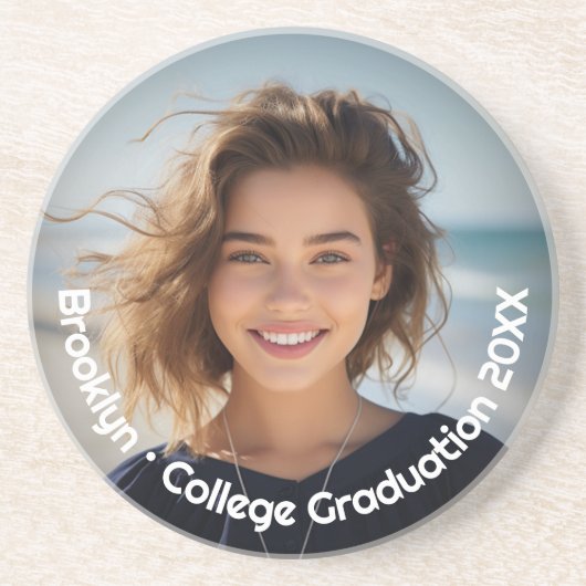 Modernes Foto - Retro-Text - Persönlich Getränkeuntersetzer (Vorne)