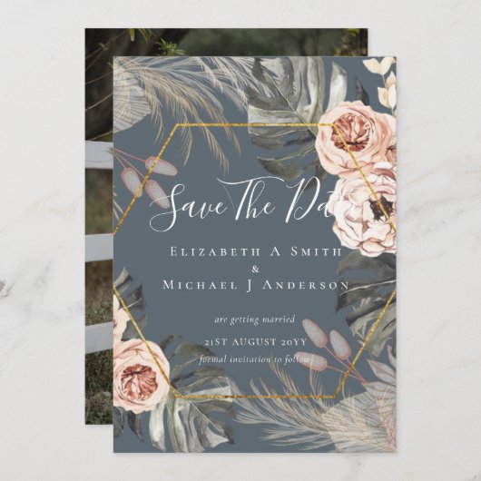 Modernes Foto Rett Dates PAMPAS Coral Tropical (Vorne/Hinten)