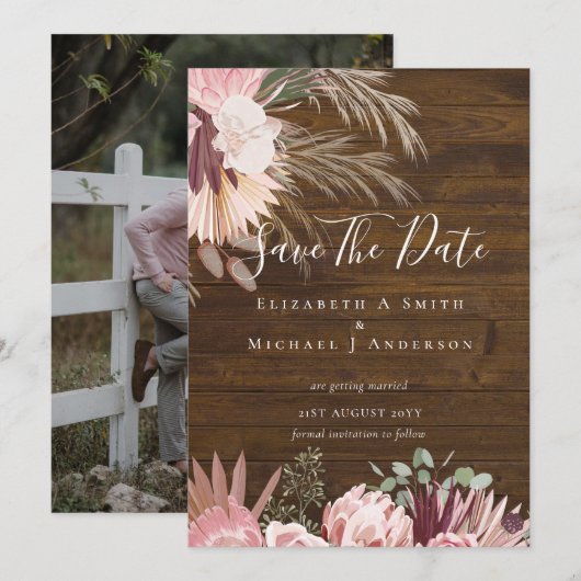 MODERNES FOTO RETT DATES - Pampas Grass Burgund (Vorne/Hinten)
