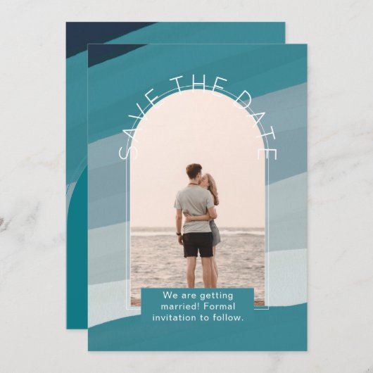 Modernes Foto rettet die Termine für Hochzeiten Einladung (Vorne/Hinten)