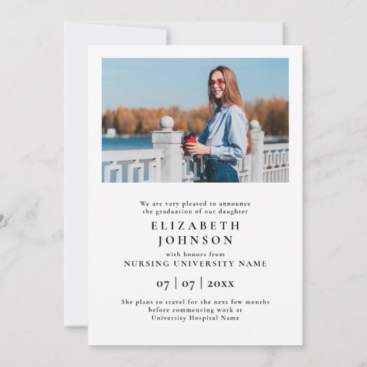 Modernes Foto RN Abschluss Ankündigung (Rückseite)