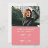 Modernes Foto Rosa Abschluss Ankündigung (Rückseite)