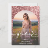 Modernes Foto Rosa Glitzer Abschluss Ankündigung (Vorderseite)
