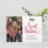 Modernes Foto Rosa Glitzer Süß 16. Geburtstag Einladung (Stehend Vorderseite)