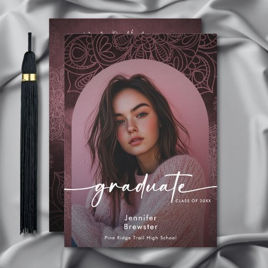 Modernes Foto Rosa Mandala Abschluss Ankündigung