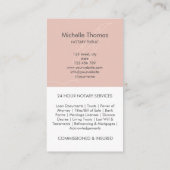 Modernes Foto Rosa Notarkredit Signierender Agent Visitenkarte (Rückseite)